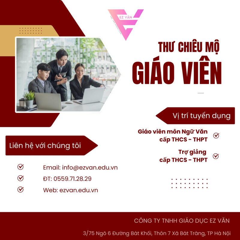 Thư chiêu mộ giáo viên, trợ giảng ez văn